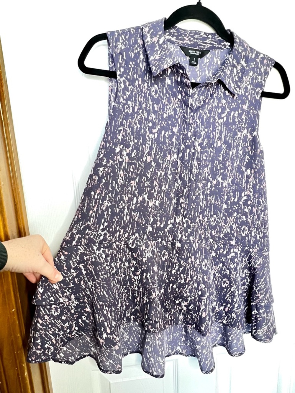 Simply Vera Vera Wang Purple Tiered Hem Tunic Blouse Small